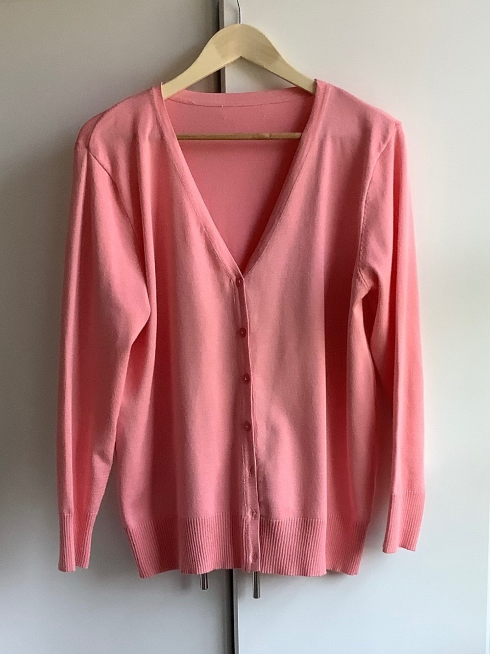 R & M Collection, Pink Button Front Cardigan Sweater Size L